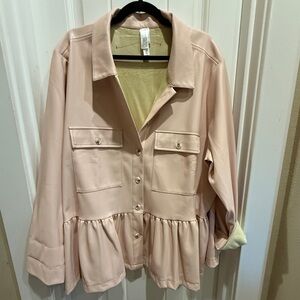 MarlaWynne Pink Utility Jacket with Peplum Waist